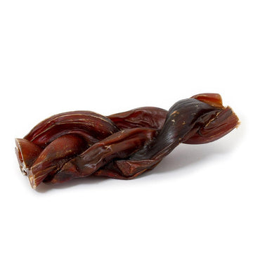 Boudin de bœuf tressé 12 cm monster (16 pièces) dans un présentoir imprimé
